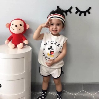 Set tanktop Mickey 2 màu trắng,xanh đen