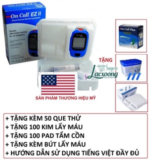 Máy thử tiểu đường On Call EZ II TẶNG KÈM 50 Que thử, 100 kim lấy máu và 1 hộp bông tầm cồn