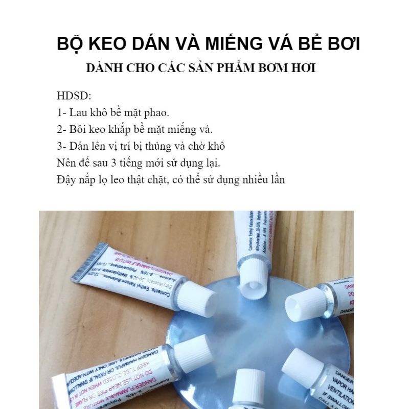 Keo Dán Phao Bơi , Bể bơi kèm 2 Miếng Vá Phao Bơi Đa Năng Vá Bể Bơi, Nệm Hơi , Phao bơi