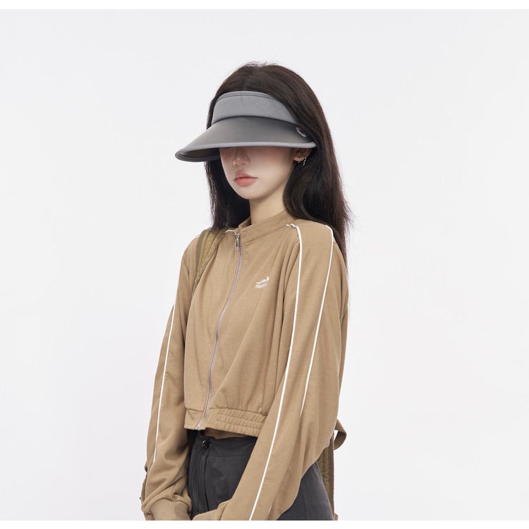 Áo Khoác Cardigan Cổ Đứng Dáng Ngắn Có Khóa Kéo Phong Cách Mỹ Thời Trang Mùa Thu Cho Nữ