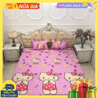 [Free ship-Xả kho cắt lỗ]Drap ga giường poly,chát chọn mẫu,sẵn hàng tại tp hcm-mẫu hello kitty dâu
