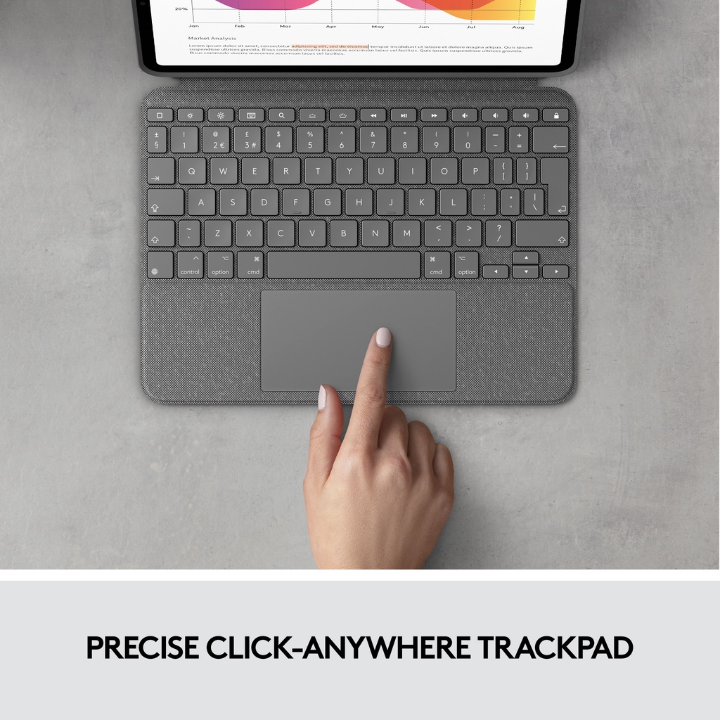 Bao da kèm bàn phím Logitech Combo Touch dành cho iPad Air Gen 4 & 5 -Backlit tháo rời, Trackpad siêu nhạy