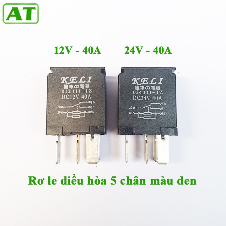 Rơ Le Điều Hòa Ô Tô 5 Chân 12V 40A hoặc 24V 40A Màu Đen