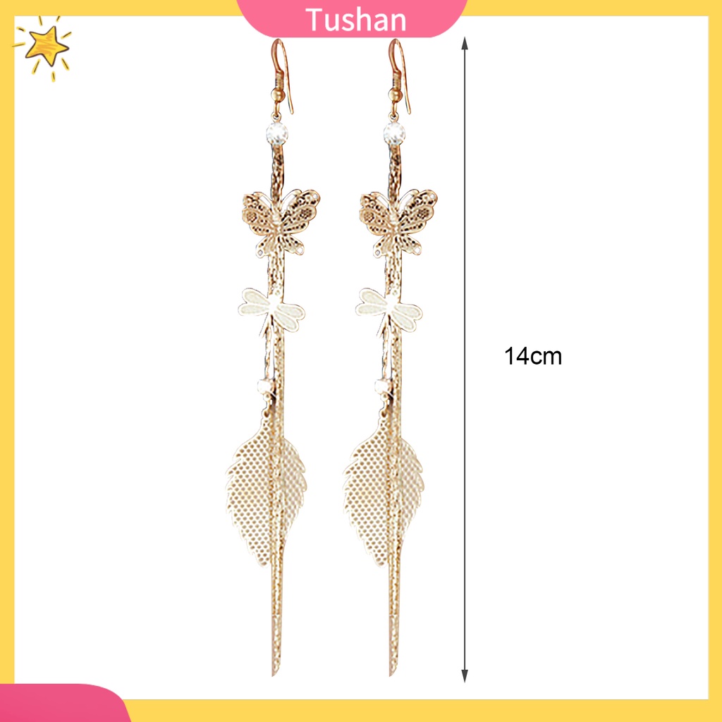 Hoa tai dạng tua rua dài hình bươm bướm đính đá xinh xắn