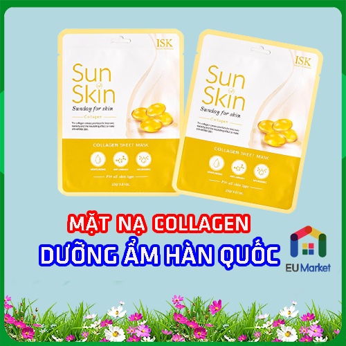 Mặt Nạ Collagen Sun Skin dưỡng ẩm, sáng da, chống lão hóa Hàn Quốc