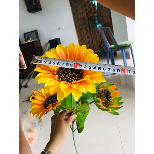 Hoa Hướng Dương Giả bông 15cm Hoa Lụa Cao cấp Trang Trí Nhà Decor