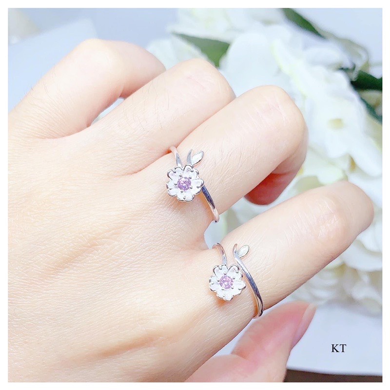 Nhẫn nữ - nhẫn nữ hoa anh đào bạc ta - phụ kiện thời trang
