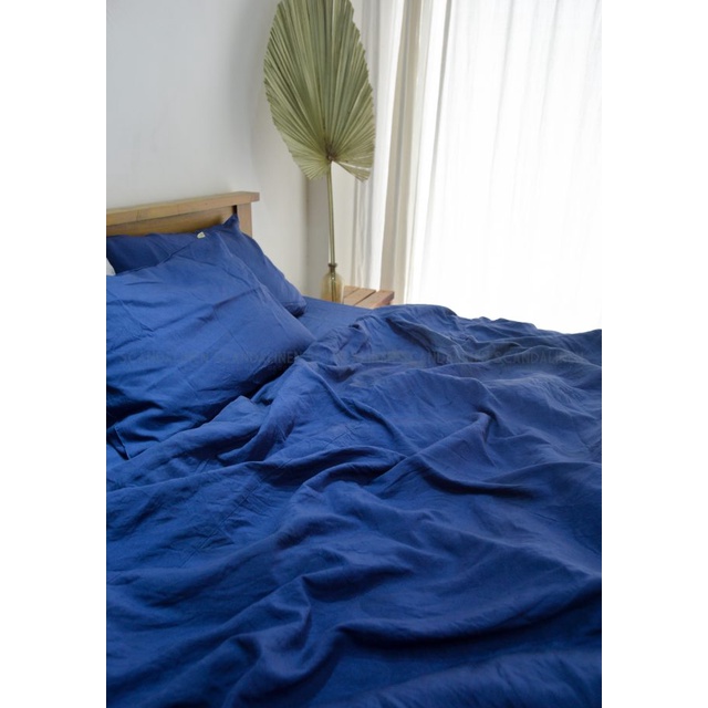 Ga giường Linen Bamboo thoáng mát - Xanh Dương