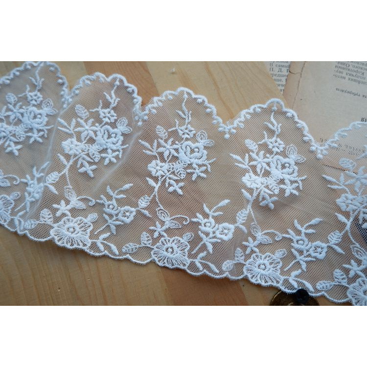 Lưới cotton thêu ren nhiều họa tiết rộng 7-11cm cho trang trí tiệc cưới