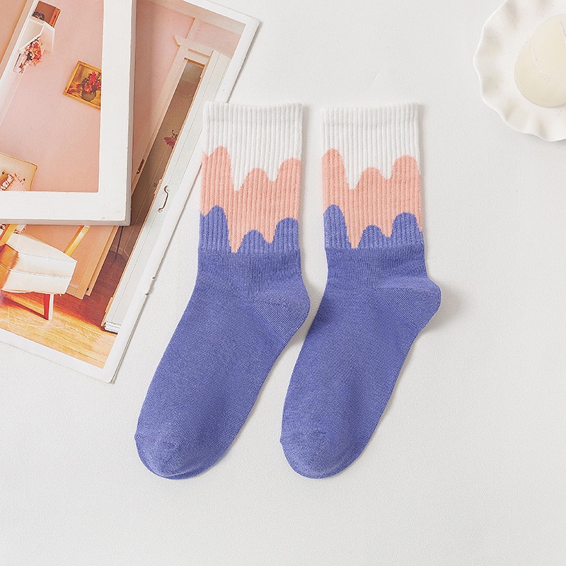 Vớ CUTEBYTE cổ trung họa tiết que kem dễ thương thoải mái thời trang xuân thu cho nữ