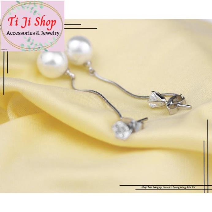 BÔNG TAI NỮ INOX TÒN TEN NG.ỌC TRAI SANG TRỌNG