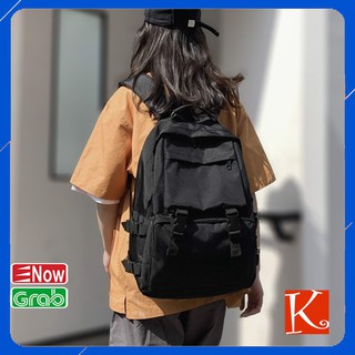 Balo đi học 🍒 Balo nam nữ chống nước, nhiều ngăn đen trơn đựng laptop BX502KU