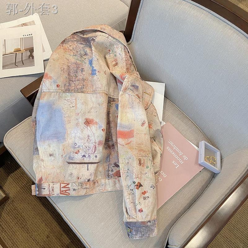 Áo Khoác Denim Mỏng In Họa Tiết Graffiti Phong Cách Hàn Quốc Thời Trang Mùa Xuân Mới 2022 Dành Cho Bạn Nữ