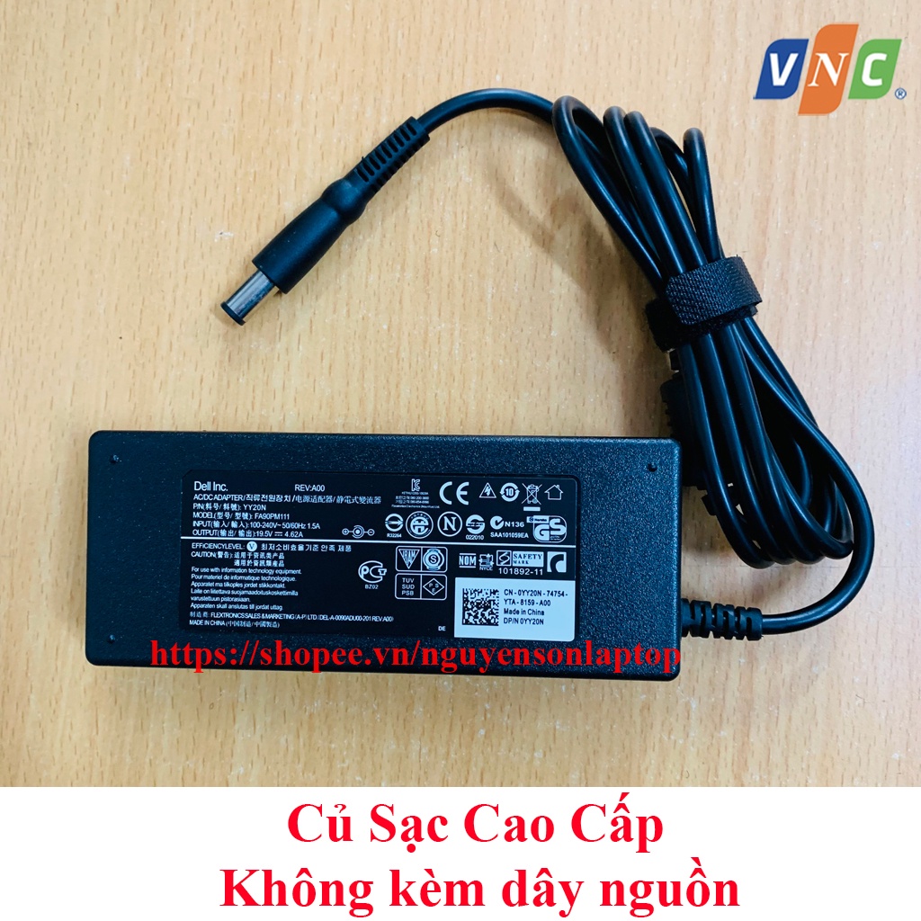 Sạc laptop Dell 19.5V 4.62A Chân Kim To - 3542 3543 3521 3757 7537 5447 5448 5547 5548 Kèm dây nguồn new 100%