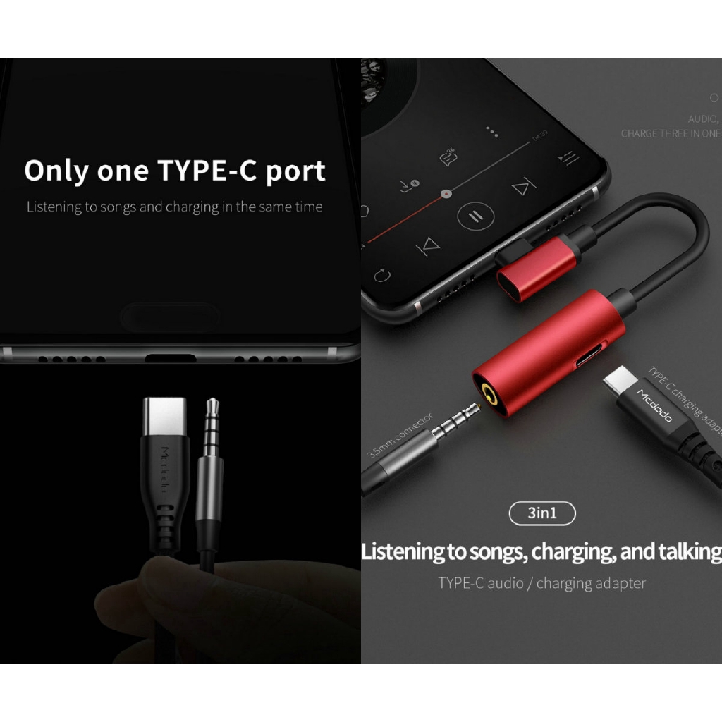 Mcdodo Type C to 3.5mm Jack Audio USB C Earphone Adapter for Samsung S9 Note 9