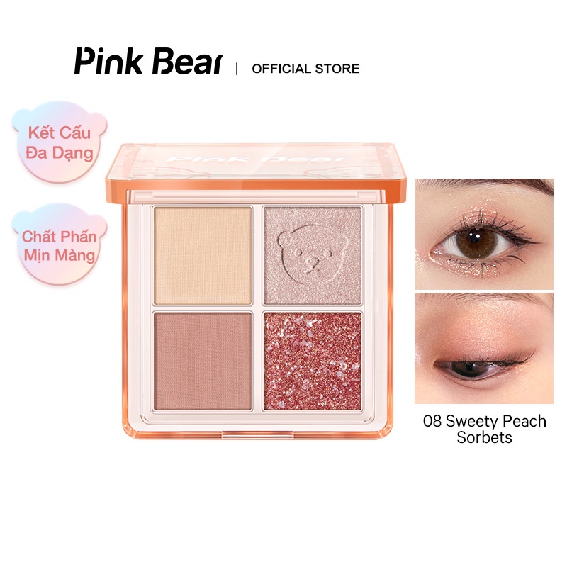 Bảng phấn mắt Pink Bear Hidden Love dễ tán màu lâu trôi 6g