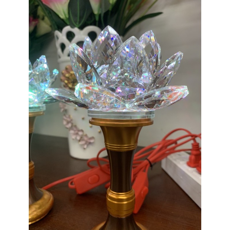 Đèn Thờ Hoa Sen Pha Lê Đổi Màu Cao cấp - Đèn Thờ Cúng