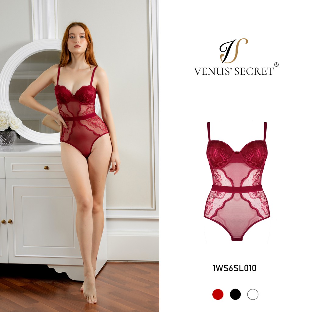 Bodysuit nữ thêu ren có gọng, mút nâng ngực và chốt cài lưng gợi cảm VENUSSECRET | BigBuy360 - bigbuy360.vn