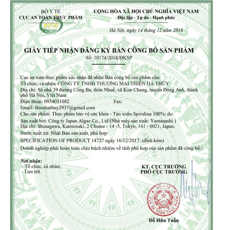 Tảo xoắn Nhật Bản Hộp 2200 viên