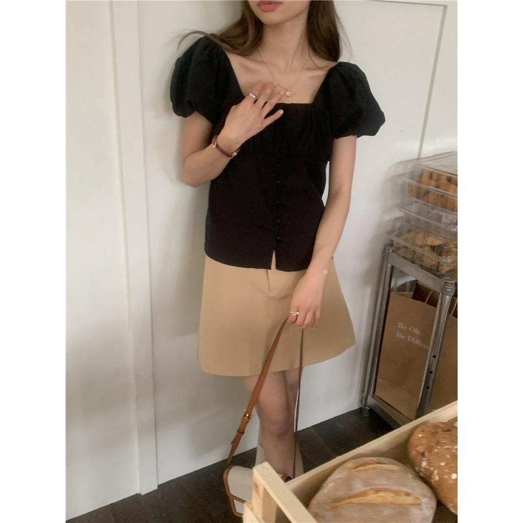 Áo Sơ Mi Cổ Vuông Tay Phồng Thời Trang Pháp Kiểu Retro Quý Phái 66156