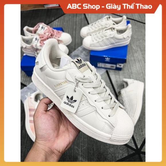 Giày thể thao sò 3 mầu hồng trắng sữa xanh cổ thấp full phụ kiện | Giầy Sneaker Sò Superstar
