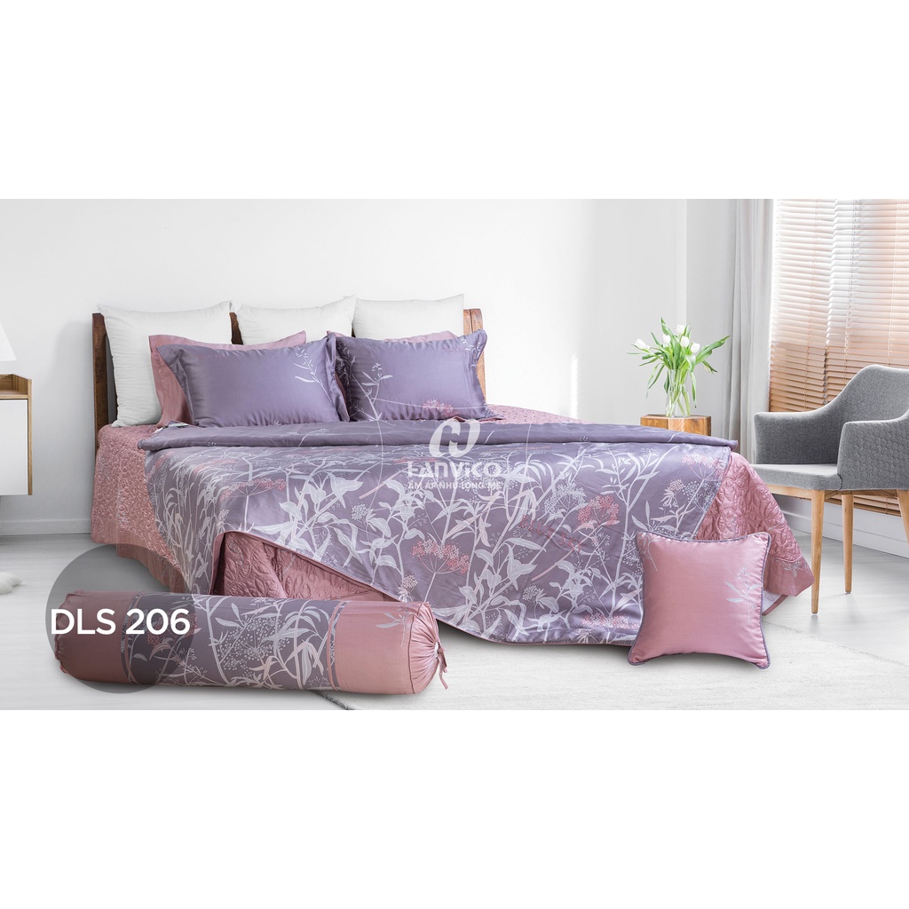 Bộ Chăn Ga Gối Hanvico Blue Sky DLS206, chất liệu cotton cao cấp