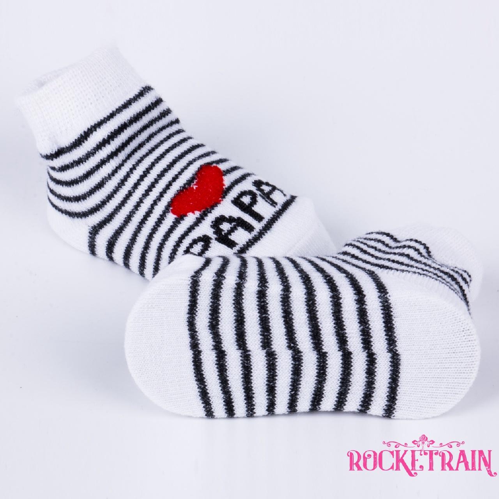 Vớ cotton in chữ I LOVE MAMA / PAPA cho em bé 0-6 tháng tuổi