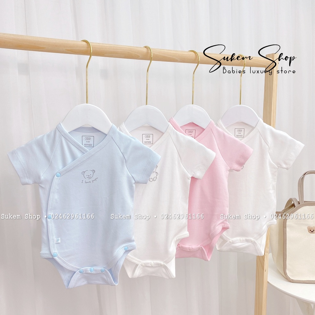 Set 2 Body Cài Lệch Cộc Tay Vạt Chéo Nous Premium Dòng Sản Phẩm Cao Cấp Cho Bé