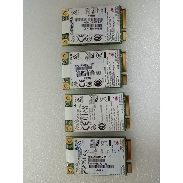 Card wwan 3G HP UN2420 dùng cho laptop HP core i thế hệ 1 như: 2540p,8440p,8540p,8740w