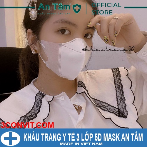Hộp 10 chiếc khẩu trang y tế cao cấp 3 lớp 5D Mask An Tâm