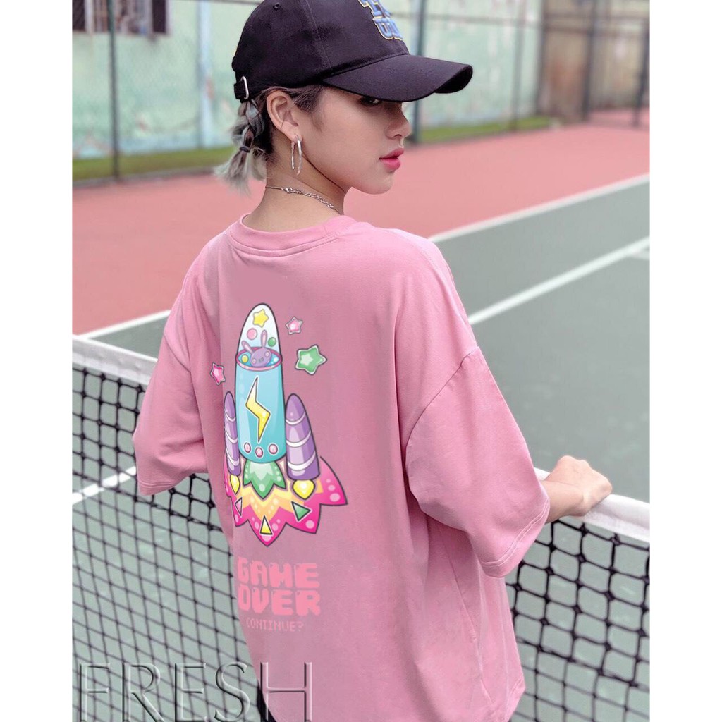 Áo thun in tay lỡ form rộng dáng IN MŨI TÊN GAME OVER Unisex - Ulzzang mặc cặp