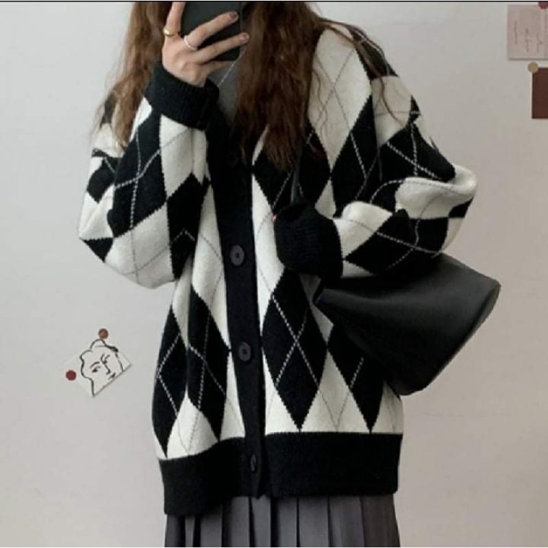 Áo Khoác Cardigan Kẻ Sọc Dài Tay Phong Cách Hàn Quốc Dễ Thương 2 Màu Lựa Chọn | BigBuy360 - bigbuy360.vn