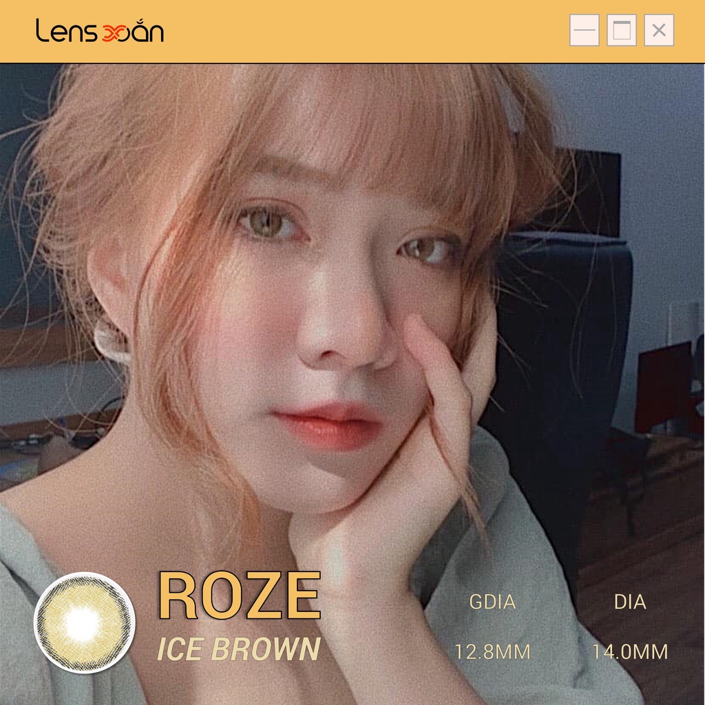 KÍNH ÁP TRÒNG ROZE ICE BROWN CỦA B.S.COR ( 6 THÁNG) : LENS NÂU RÊU VIỀN SÁNG TÂY | LENS XOẮN ( GIÁ 1 CHIẾC)