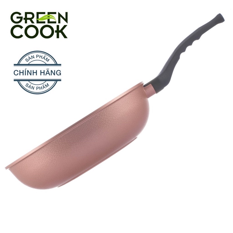 Chảo đúc vân đá Green Cook sâu lòng chống dính có đáy từ 20cm - 26cm - 30cm