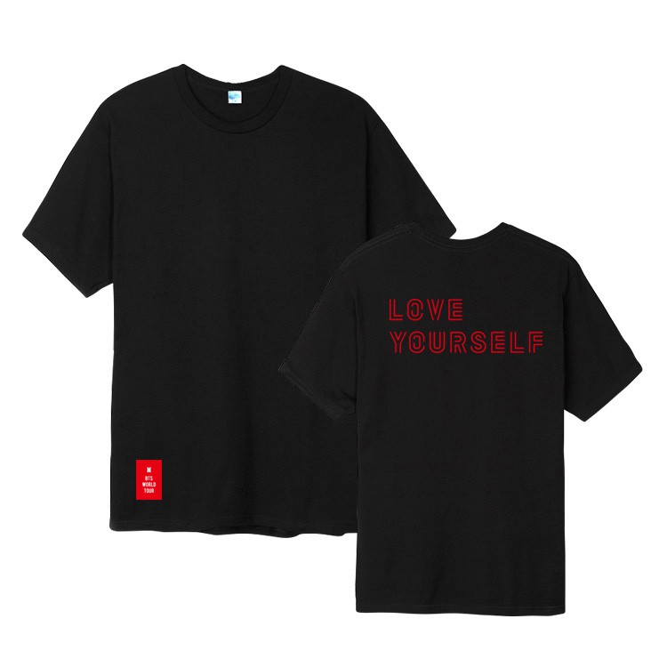 ÁO PHÔNG IN CHỮ LOVE YOURSELF ARMY BTS ÁO THUN DÁNG RỘNG COTTON THỜI TRANG NAM NỮ, UNISEX