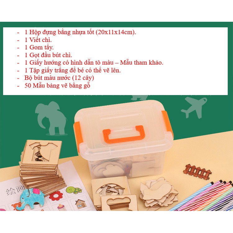 ❤️set 8 món cho bé tập vẽ❤️ mô hình hướng dẫn bé vẽ đẹp-bộ tập vẽ có màu tô-dụng cụ tập vẽ-khung hình dạy vẽ cho bé