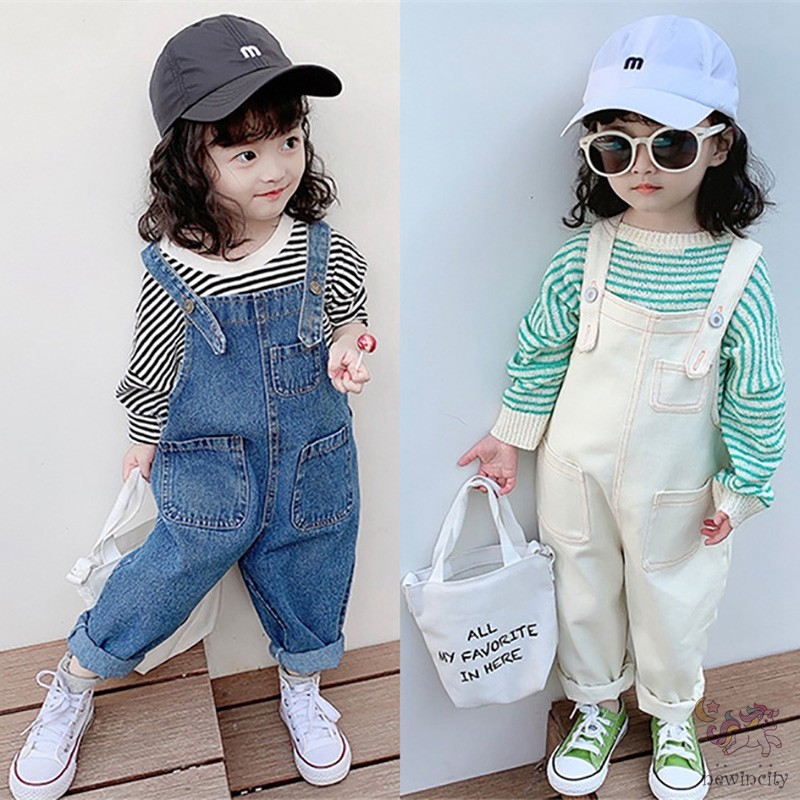 Quần yếm bằng denim dễ thương thời trang Hàn Quốc cho bé gái