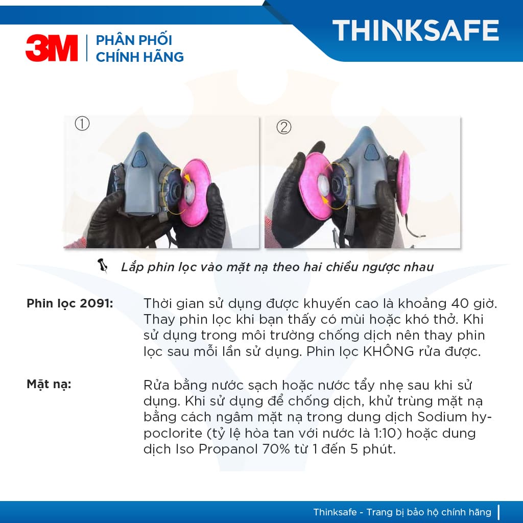 Phin lọc 3M 2097 chống độc, chuyên phòng dịch, chống giọt bắn, lọc bụi mịn pm2.5, khói hàn, 3M chính hãng - THINKSAFE