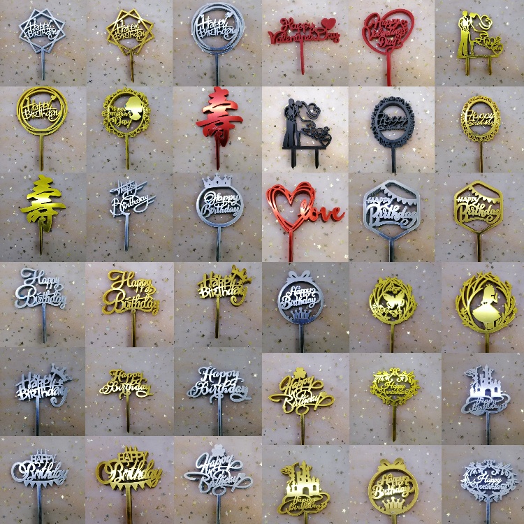 thẻ nhựa trang trí bánh kem [FREESHIP❤️] combo 10 thẻ mica tráng gương siêu đẹp