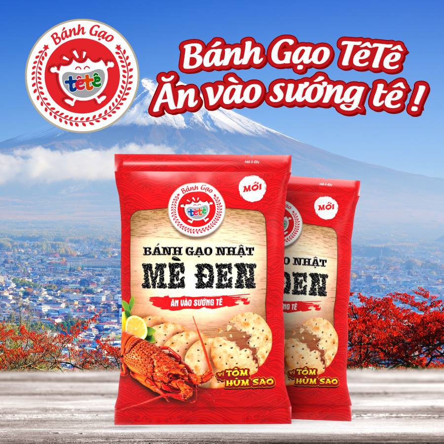 Bánh Gạo Nhật Tê Tê Mè Đen Vị Tôm Hùm - 120g/12 gói