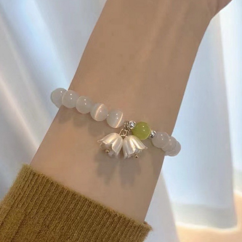 Vòng đeo tay hạt nhựa resin Gmai co giãn phối hoa thời trang phong cách Hàn Quốc