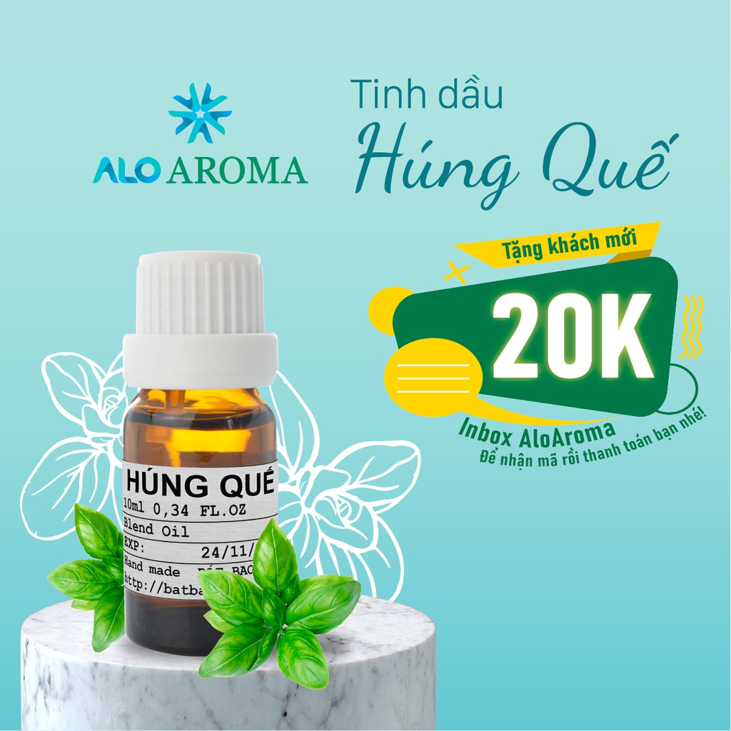 Tinh Dầu Húng Quế Thiên Nhiên giảm căng thẳng, khử mùi, đuổi côn trùng Basil Essential Oil AloAroma