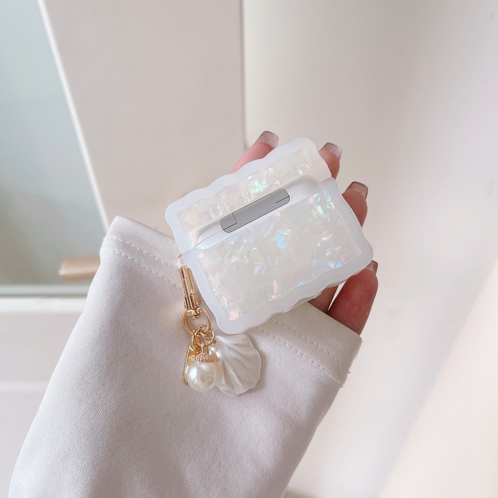 Vỏ Bảo Vệ Hộp Sạc Tai Nghe Airpods Pro 2 1 3 Kết Cấu TPU Mềm Chống Rơi Hình Quả Lê Màu Trắng