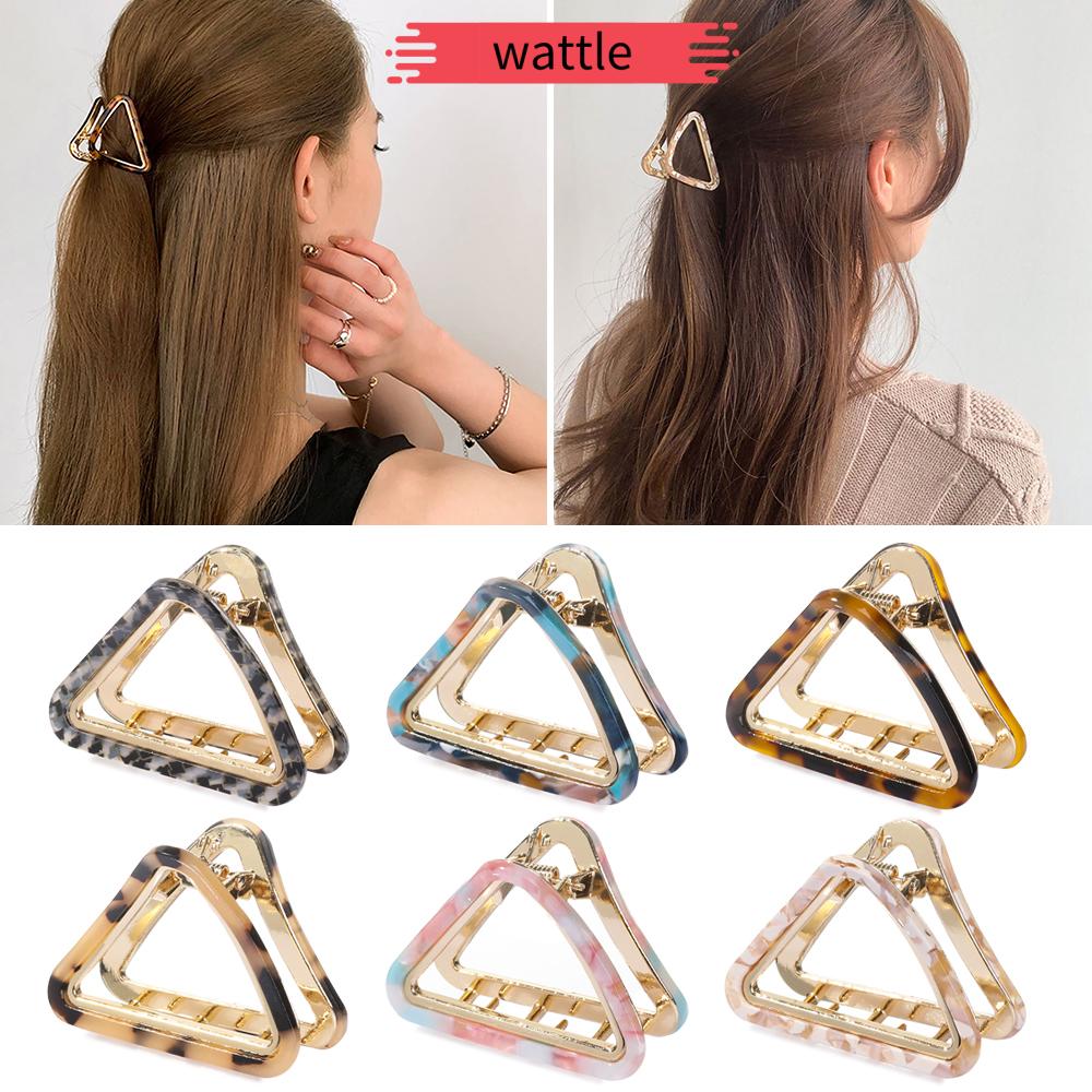 WATTLE Fashion Hair Claw Clip Strong Hold Hair Clamps Metal Hairpins Hair Accessories Women Girls Shinny Metal Barrette