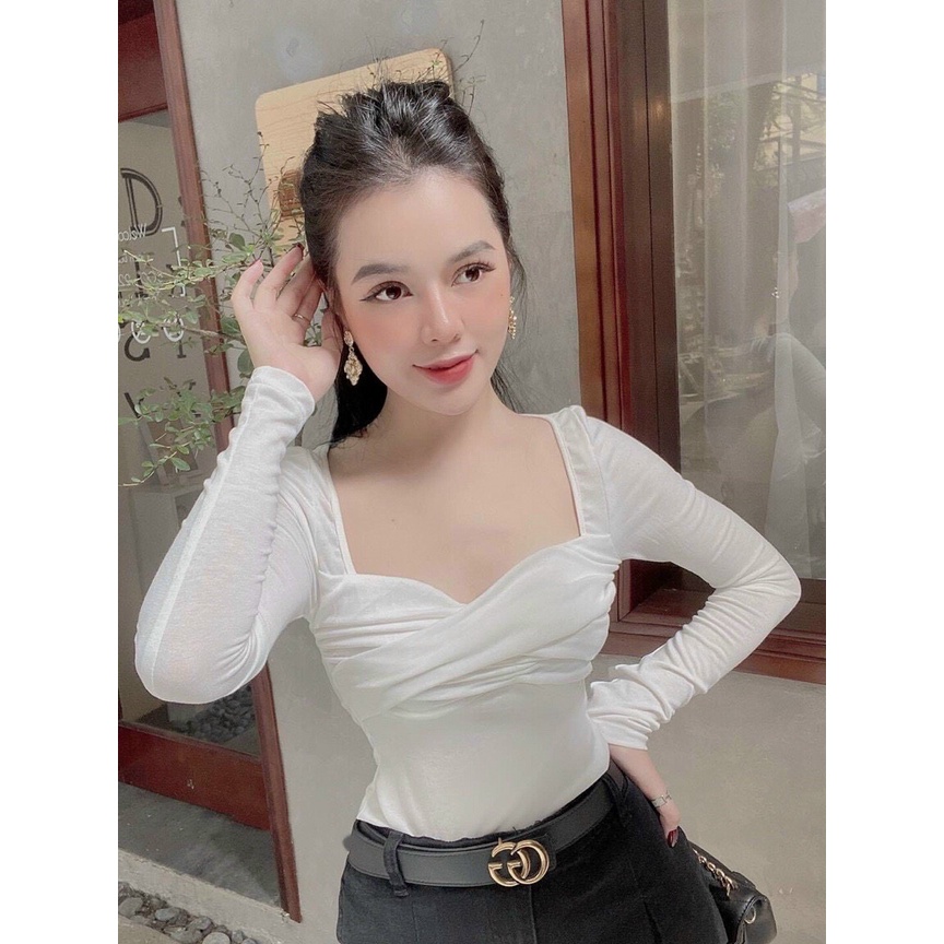 Áo phông dài tay xoắn ngực