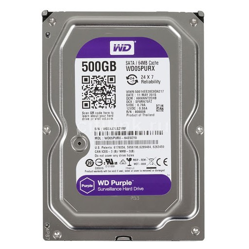 Ổ cứng HDD 500G Western Tím - Bảo Hành 24 tháng - Pk Máy Tính