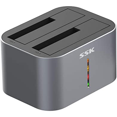 HDD Docking SSK DK 100 Đế cắm 2 ổ cứng 2.5/3.5 Sata III cổng USB 3.0 SSK DK100