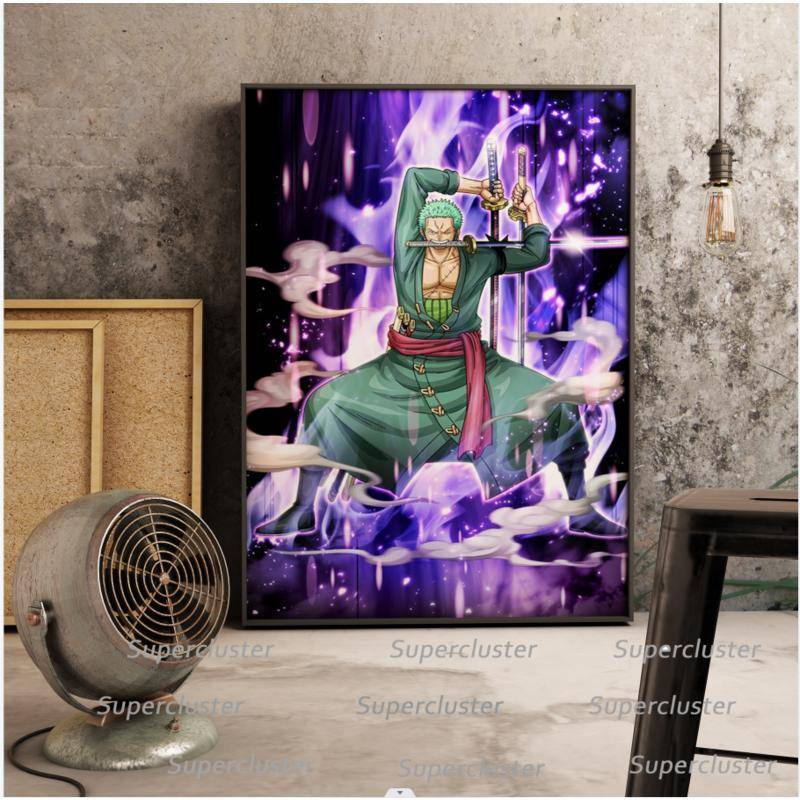 Tranh Vải Bạt Treo Tường In Hình Anime One Piece Zoro Trang Trí Nhà Cửa