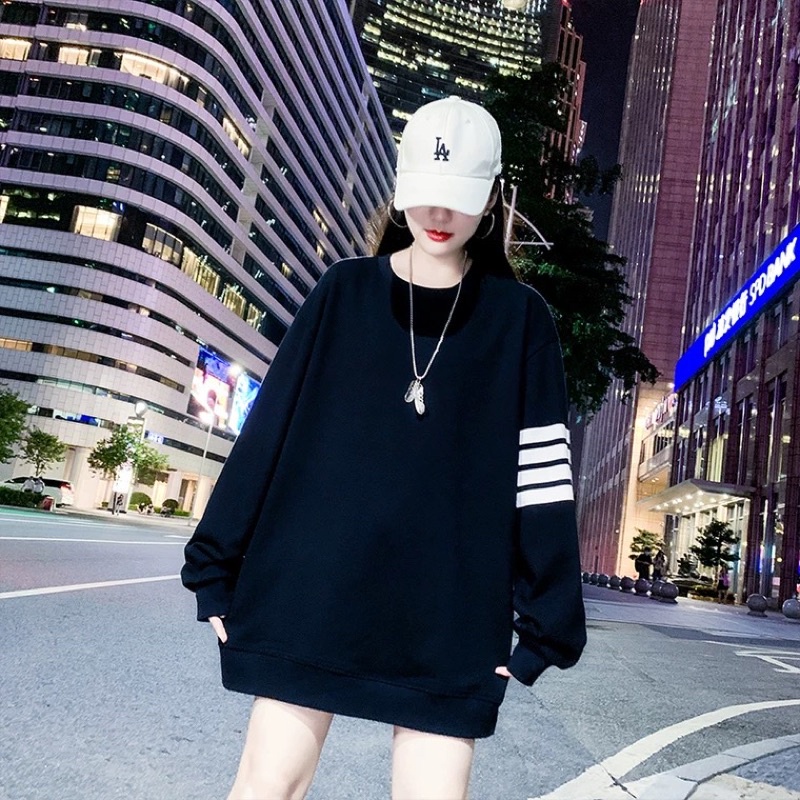 Áo Sweater nam nữ-Áo Fom rộng dáng Unisex chất liệu nỉ bông tay áo 4 sọc cao cấp