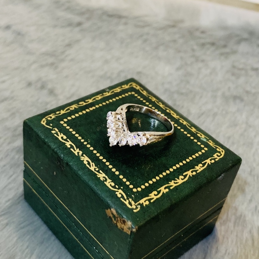 N39. Nhẫn viền đ.á trắng kiểu vương miện| Độc lạ | Vintage Necklace|| Si Nhật | Japan | 2HAND | trang sức nhật bản